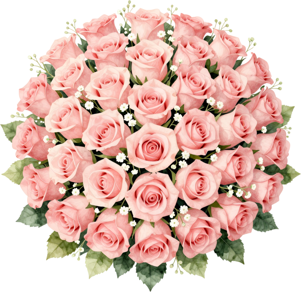 - Abundant Pink Rose Bouquet Clipart for grand Wedding centerpieces and lavish event decor, a beautiful PNG image Free PNG Download