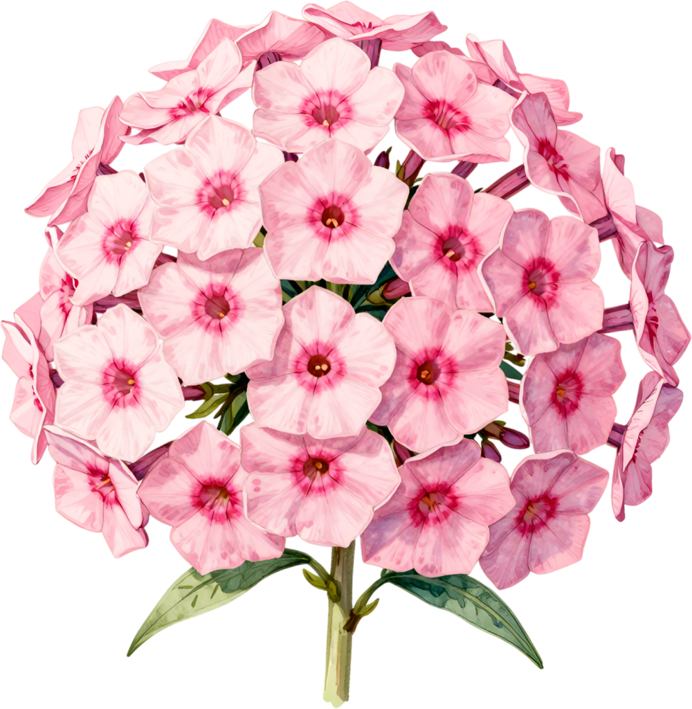 Charming Pink Phlox cluster watercolor artwork ideal for sweet garden Flower PNG Clipart projects 1 - Charming Pink Phlox cluster watercolor artwork ideal for sweet garden Flower PNG Clipart projects Free PNG Download