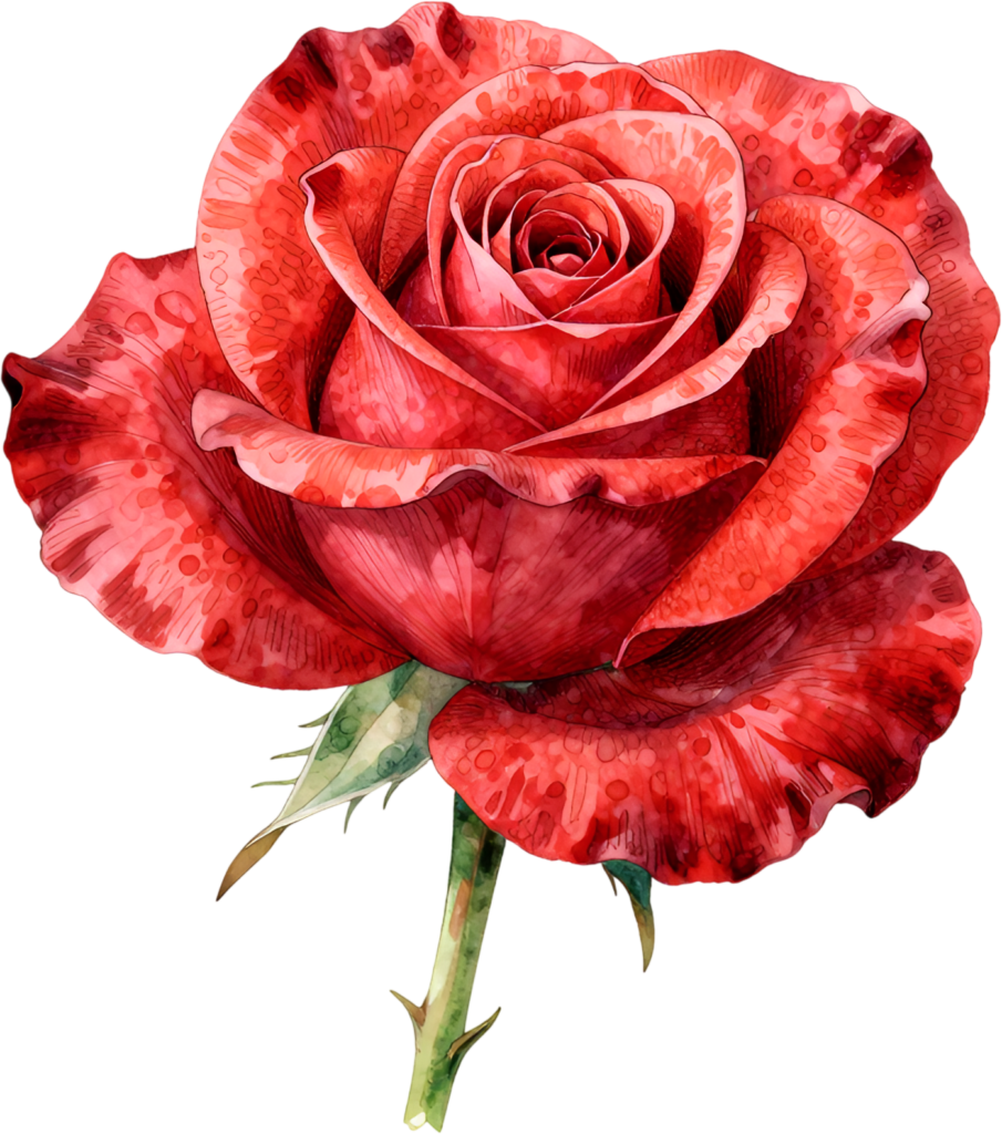 Red Rose, timeless classic Flower PNG illustration for romantic gifts, wedding themes, and passionate digital art 1 - Red Rose, timeless classic Flower PNG illustration for romantic gifts, wedding themes, and passionate digital art Free PNG Download