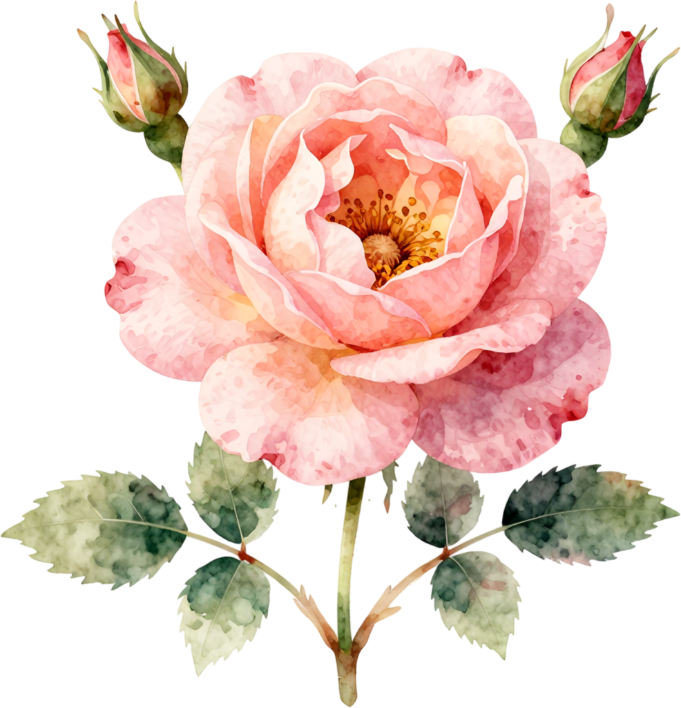 Rose Cluster, charming pink buds and full Flower PNG illustration perfect for romantic stationery and timeless scrapbooks 1 - Rose Cluster, charming pink buds and full Flower PNG illustration perfect for romantic stationery and timeless scrapbooks Free PNG Download