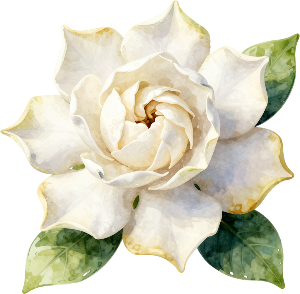 Gardenia Blossom, pristine white romantic Flower PNG illustration ideal for wedding themes and luxurious beauty product branding 1 - Gardenia Blossom, pristine white romantic Flower PNG illustration ideal for wedding themes and luxurious beauty product branding Free PNG Download