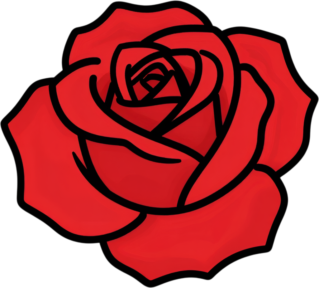 Cartoon Rose, charming red outlined Flower PNG illustration ideal for children's projects and playful digital content creation 1 - Cartoon Rose, charming red outlined Flower PNG illustration ideal for children's projects and playful digital content creation Free PNG Download
