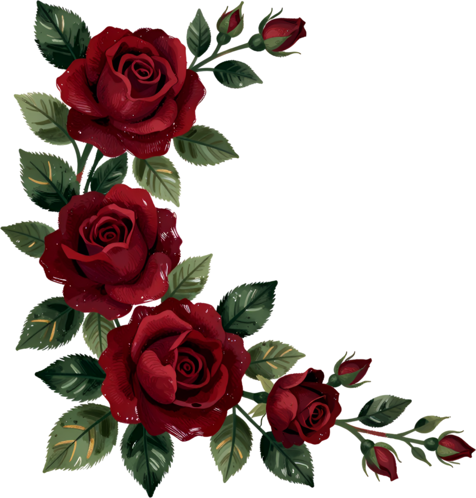 - Discover rich burgundy roses with deep green leaves, a dramatic corner Flower PNG Clipart arrangement Free PNG Download