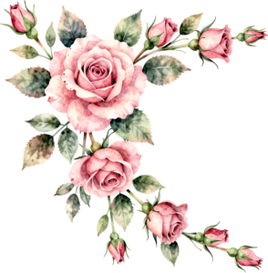 Soft pink roses and delicate buds, a romantic curved Flower PNG Clipart corner design element