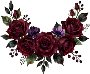 Anemone flowers with dark red roses and dark foliage, a stunning Flower PNG Clipart centerpiece