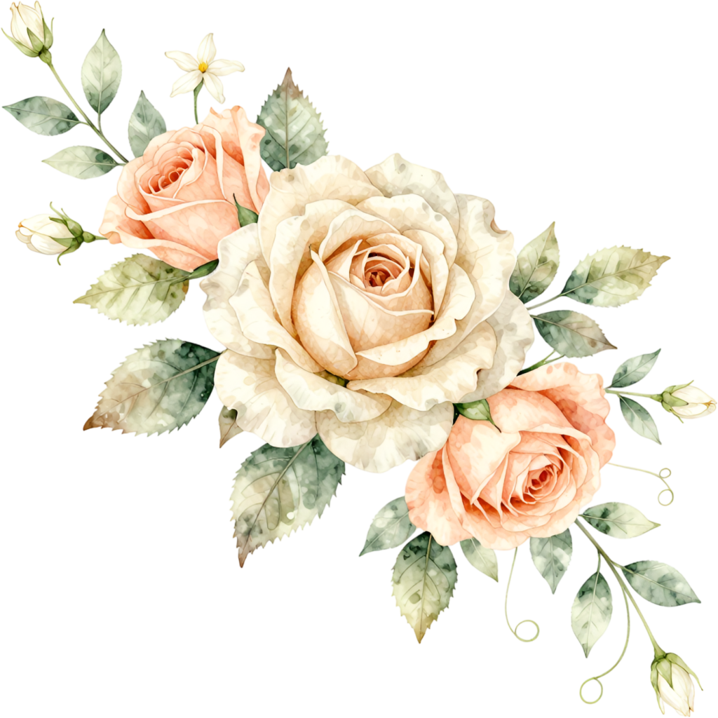 - Elegant peach and white roses with delicate foliage, a sophisticated Flower PNG Clipart design Free PNG Download