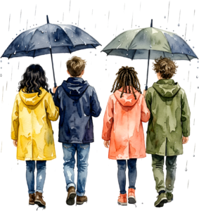 Friends talking circle watercolor illustration, an engaging group PNG asset for communication designs 18 - Friends talking circle watercolor illustration, an engaging group PNG asset for communication designs Free PNG Download
