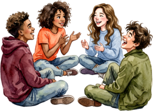 Walking friends arms around, a supportive group PNG illustration for unity and companionship 21 - Walking friends arms around, a supportive group PNG illustration for unity and companionship Free PNG Download