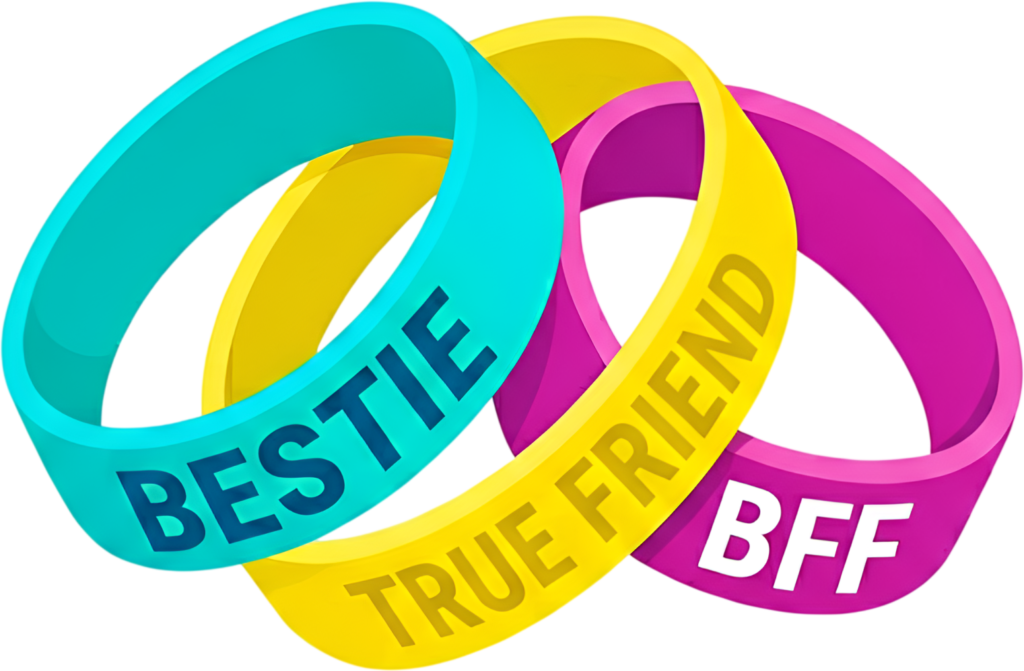A trio of colorful intertwined silicone friendship wristbands, fantastic as a dynamic PNG Clipart bundle