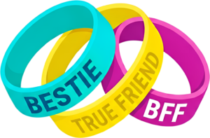A delicate peach colored 'BFF' silicone wristband with raised white letters, perfect for a subtle PNG Clipart design 15 - A delicate peach colored 'BFF' silicone wristband with raised white letters, perfect for a subtle PNG Clipart design Free PNG Download