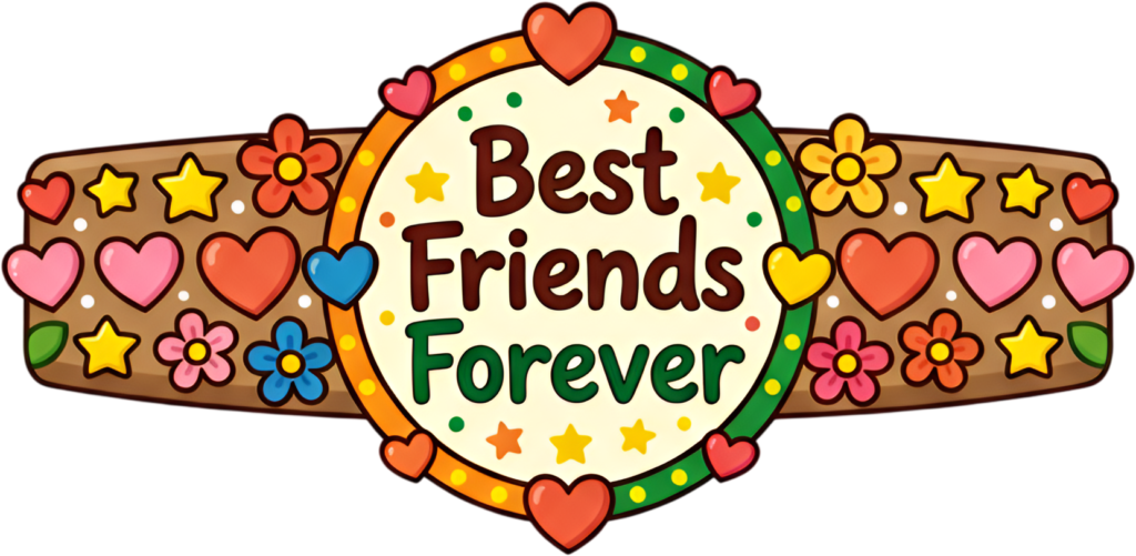 Friendship band adorned with “Best Friends Forever” message, a playful friends bracelet PNG clipart for fun themes