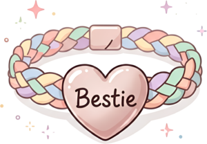 Cartoon friendship bracelet featuring a sweet pink heart with "Best Friends" text on a pastel braided design, a cute friends bracelet PNG clipart for charming visuals 4 - Cartoon friendship bracelet featuring a sweet pink heart with "Best Friends" text on a pastel braided design, a cute friends bracelet PNG clipart for charming visuals Free PNG Download