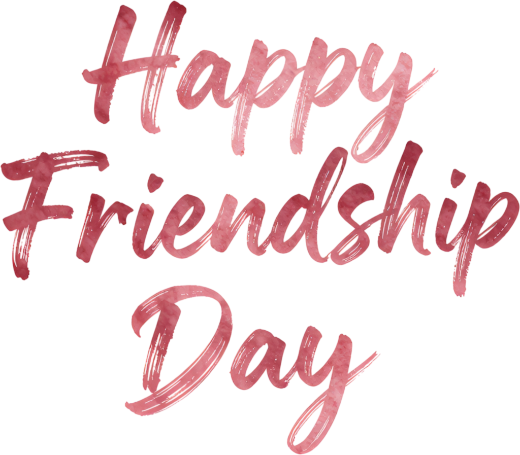 Express heartfelt sentiments using delicate “Happy Friendship Day” watercolor brush stroke lettering, soft and artistic for greetings PNG clipart.
