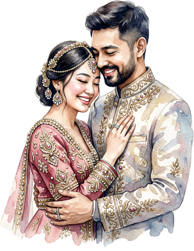 Delightful Indian bride and groom embrace, cheerful PNG art for traditional ceremony clip art designs 1 Delightful Indian bride and groom embrace, cheerful PNG art for traditional ceremony clip art designs