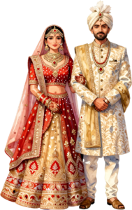 - Celebrate unity with this beautiful Indian Wedding Couple artwork, a charming PNG caricature featuring a bouquet for event designs Free PNG Download