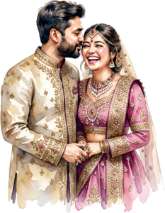 - Content Indian Wedding Couple Illustration, Featuring a Bride with Nose Ring for Authentic Invitations and Decor Free PNG Download