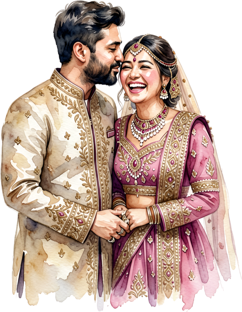 Sweet Indian newlyweds holding hands, tender PNG graphic ideal for romantic wedding bride groom clip art 1 Sweet Indian newlyweds holding hands, tender PNG graphic ideal for romantic wedding bride groom clip art