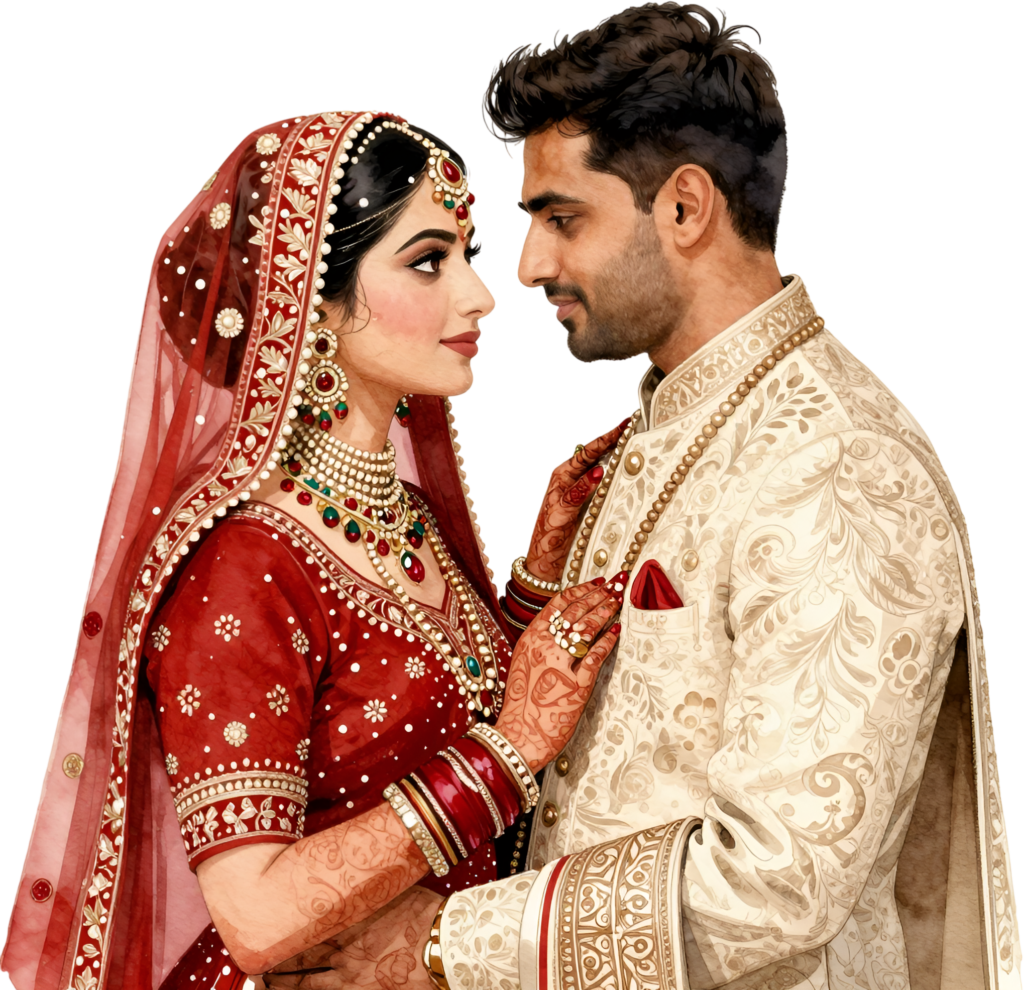 Intimate Indian couple adjusting attire, heartfelt PNG illustration for cherished wedding bride groom clip art 1 Intimate Indian couple adjusting attire, heartfelt PNG illustration for cherished wedding bride groom clip art