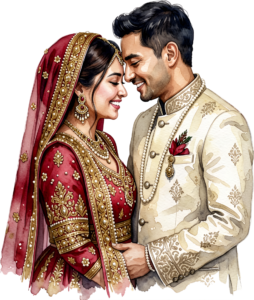 Happy Indian Wedding Couple Illustration, a Radiant PNG Element for Joyful Invitations and Digital Storytelling 18 - Happy Indian Wedding Couple Illustration, a Radiant PNG Element for Joyful Invitations and Digital Storytelling Free PNG Download