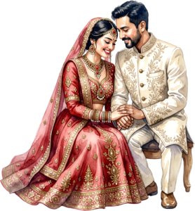 - Celebrate unity with this beautiful Indian Wedding Couple artwork, a charming PNG caricature featuring a bouquet for event designs Free PNG Download