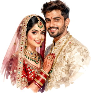 Happy Indian Wedding Couple Illustration, a Radiant PNG Element for Joyful Invitations and Digital Storytelling 16 - Happy Indian Wedding Couple Illustration, a Radiant PNG Element for Joyful Invitations and Digital Storytelling Free PNG Download