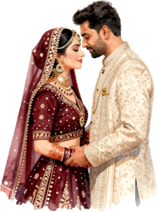 Happy Indian Wedding Couple Illustration, a Radiant PNG Element for Joyful Invitations and Digital Storytelling 13 - Happy Indian Wedding Couple Illustration, a Radiant PNG Element for Joyful Invitations and Digital Storytelling Free PNG Download