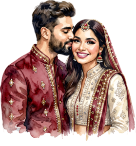 Happy Indian Wedding Couple Illustration, a Radiant PNG Element for Joyful Invitations and Digital Storytelling 11 - Happy Indian Wedding Couple Illustration, a Radiant PNG Element for Joyful Invitations and Digital Storytelling Free PNG Download