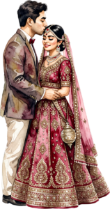 - Celebrate unity with this beautiful Indian Wedding Couple artwork, a charming PNG caricature featuring a bouquet for event designs Free PNG Download