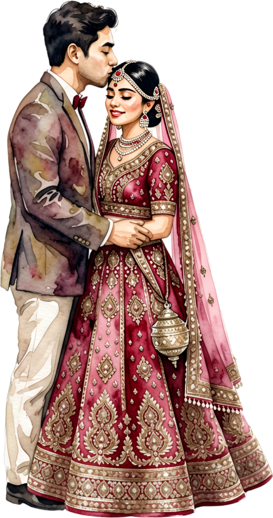 Gentle Indian groom kissing forehead, emotional PNG graphic for heartfelt wedding bride groom clip art 1 Gentle Indian groom kissing forehead, emotional PNG graphic for heartfelt wedding bride groom clip art