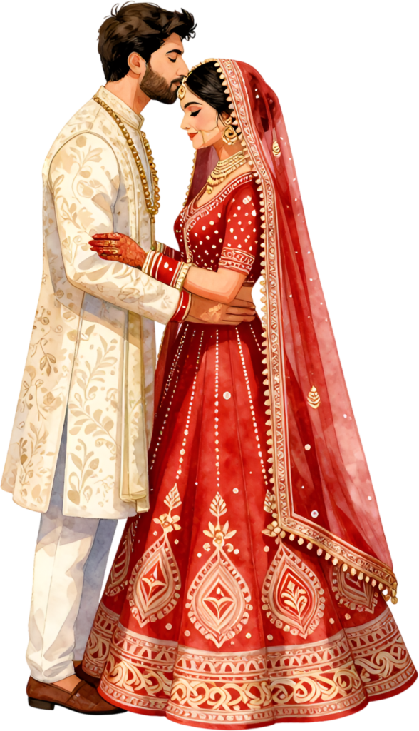Affectionate Indian embrace with forehead kiss, beautiful PNG graphic for romantic wedding groom clip art 1 Affectionate Indian embrace with forehead kiss, beautiful PNG graphic for romantic wedding groom clip art