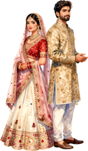 - Celebrate unity with this beautiful Indian Wedding Couple artwork, a charming PNG caricature featuring a bouquet for event designs Free PNG Download