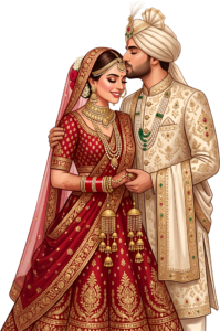 - Celebrate unity with this beautiful Indian Wedding Couple artwork, a charming PNG caricature featuring a bouquet for event designs Free PNG Download