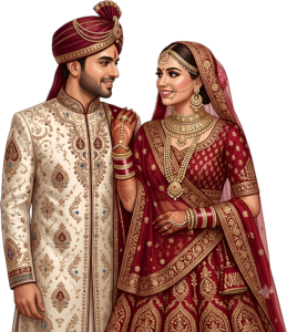 - Celebrate unity with this beautiful Indian Wedding Couple artwork, a charming PNG caricature featuring a bouquet for event designs Free PNG Download