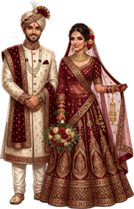 - Content Indian Wedding Couple Illustration, Featuring a Bride with Nose Ring for Authentic Invitations and Decor Free PNG Download