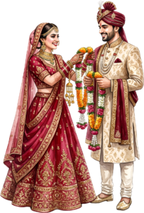 - Celebrate unity with this beautiful Indian Wedding Couple artwork, a charming PNG caricature featuring a bouquet for event designs Free PNG Download