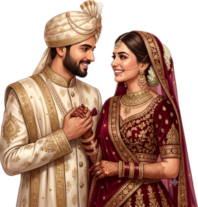- Celebrate unity with this beautiful Indian Wedding Couple artwork, a charming PNG caricature featuring a bouquet for event designs Free PNG Download