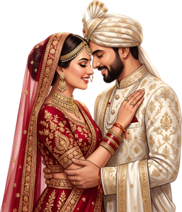 - Celebrate unity with this beautiful Indian Wedding Couple artwork, a charming PNG caricature featuring a bouquet for event designs Free PNG Download
