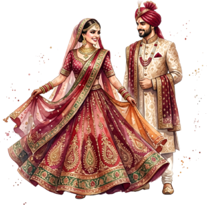 - Celebrate unity with this beautiful Indian Wedding Couple artwork, a charming PNG caricature featuring a bouquet for event designs Free PNG Download