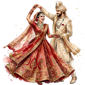 - Celebrate unity with this beautiful Indian Wedding Couple artwork, a charming PNG caricature featuring a bouquet for event designs Free PNG Download