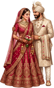 - Celebrate unity with this beautiful Indian Wedding Couple artwork, a charming PNG caricature featuring a bouquet for event designs Free PNG Download