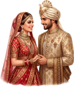 - Celebrate unity with this beautiful Indian Wedding Couple artwork, a charming PNG caricature featuring a bouquet for event designs Free PNG Download