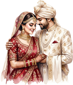 Happy Indian Wedding Couple Illustration, a Radiant PNG Element for Joyful Invitations and Digital Storytelling 39 - Happy Indian Wedding Couple Illustration, a Radiant PNG Element for Joyful Invitations and Digital Storytelling Free PNG Download