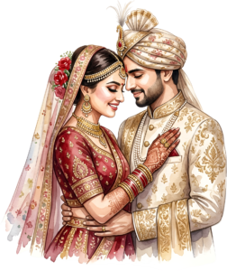 - Content Indian Wedding Couple Illustration, Featuring a Bride with Nose Ring for Authentic Invitations and Decor Free PNG Download