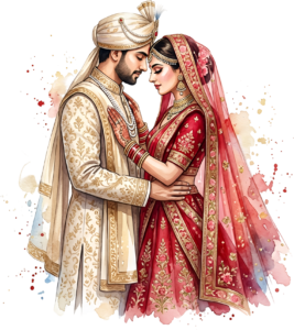 - Celebrate unity with this beautiful Indian Wedding Couple artwork, a charming PNG caricature featuring a bouquet for event designs Free PNG Download