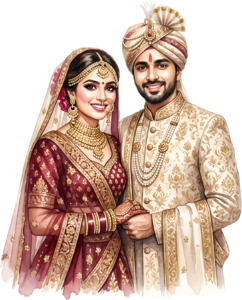- Content Indian Wedding Couple Illustration, Featuring a Bride with Nose Ring for Authentic Invitations and Decor Free PNG Download