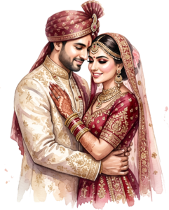 - Content Indian Wedding Couple Illustration, Featuring a Bride with Nose Ring for Authentic Invitations and Decor Free PNG Download