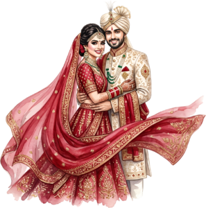 - Content Indian Wedding Couple Illustration, Featuring a Bride with Nose Ring for Authentic Invitations and Decor Free PNG Download