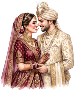 Happy Indian Wedding Couple Illustration, a Radiant PNG Element for Joyful Invitations and Digital Storytelling 45 - Happy Indian Wedding Couple Illustration, a Radiant PNG Element for Joyful Invitations and Digital Storytelling Free PNG Download