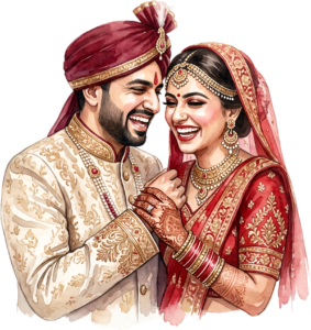 - Content Indian Wedding Couple Illustration, Featuring a Bride with Nose Ring for Authentic Invitations and Decor Free PNG Download