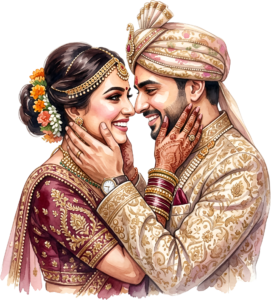 - Content Indian Wedding Couple Illustration, Featuring a Bride with Nose Ring for Authentic Invitations and Decor Free PNG Download
